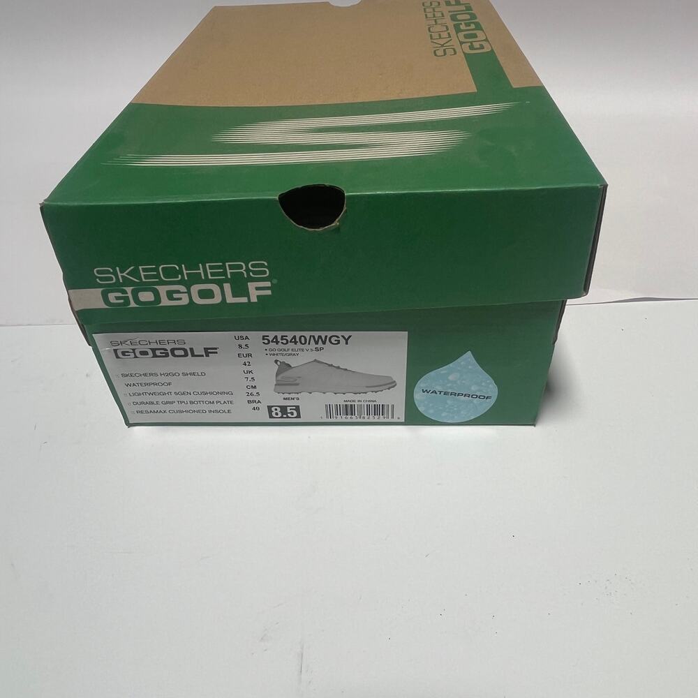 NEW Skechers Men's "Go Golf" White / Grey Waterproof Golf Shoes Orig Box SZ 8.5 - Picture 2 of 5